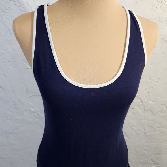 4x$25 Banana Republic blue white contrast stretchy minimalistic tank XS - Picture 8 of 9